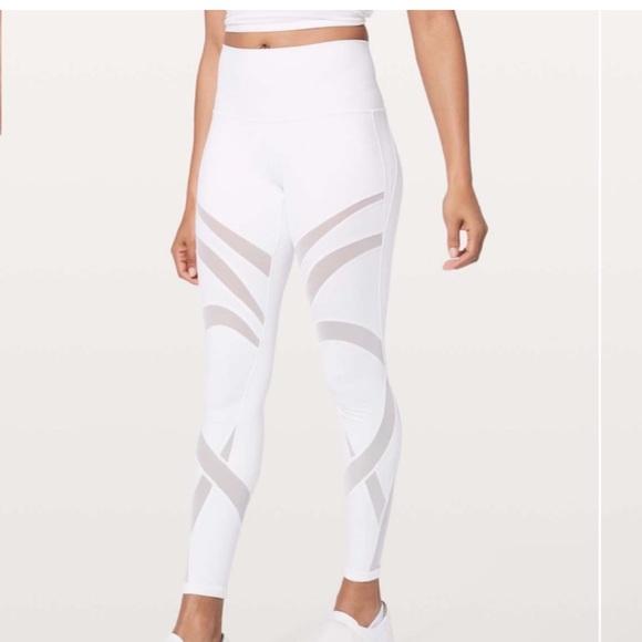 Lululemon Wunder Under Hi-Rise Tight Mesh 28" White Womens 4 Legging Pants - Picture 2 of 11